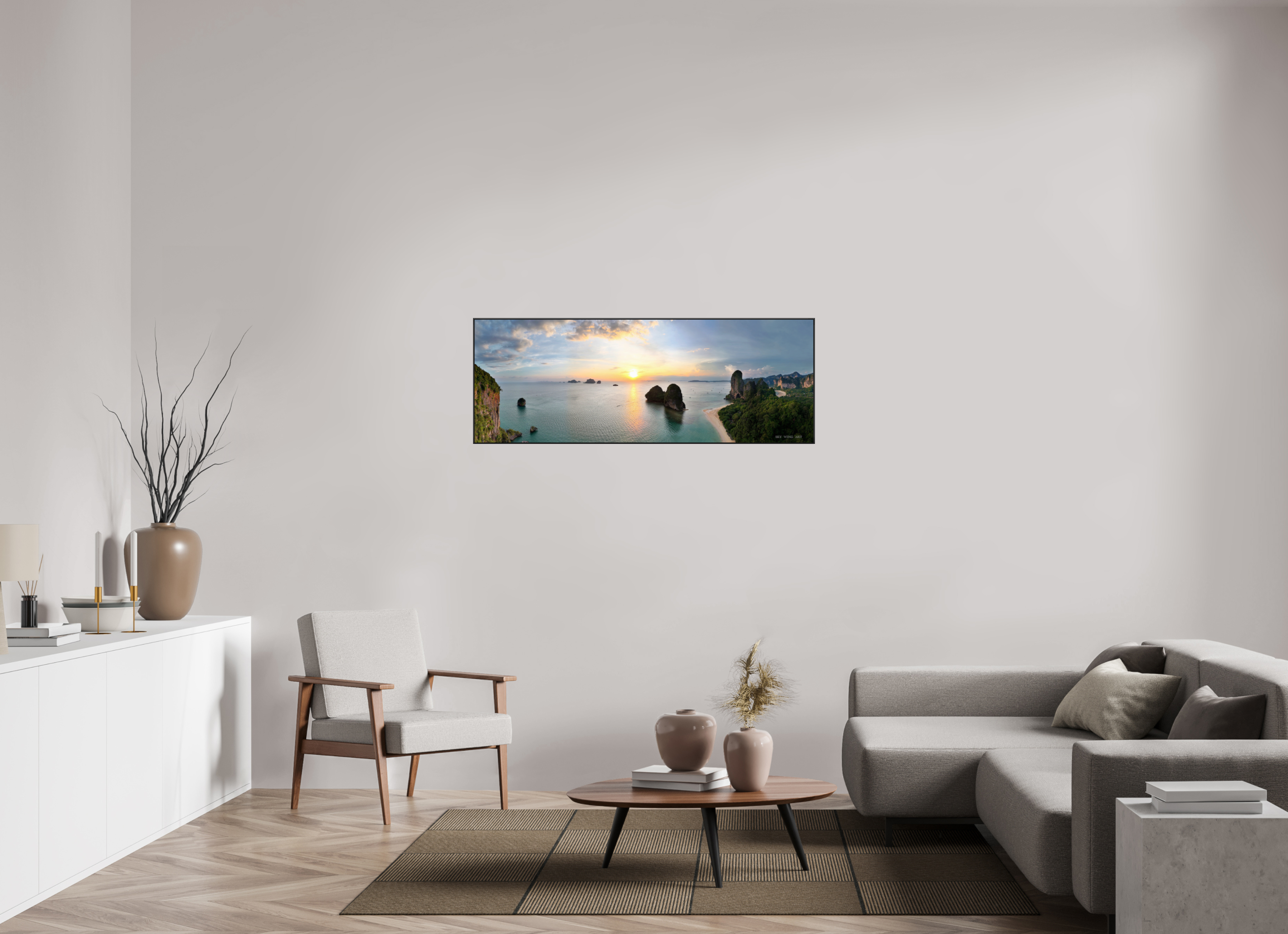 137,9 x 50 cm, canvas Saffron Tide – Phra Nang at Sunset, Krabi