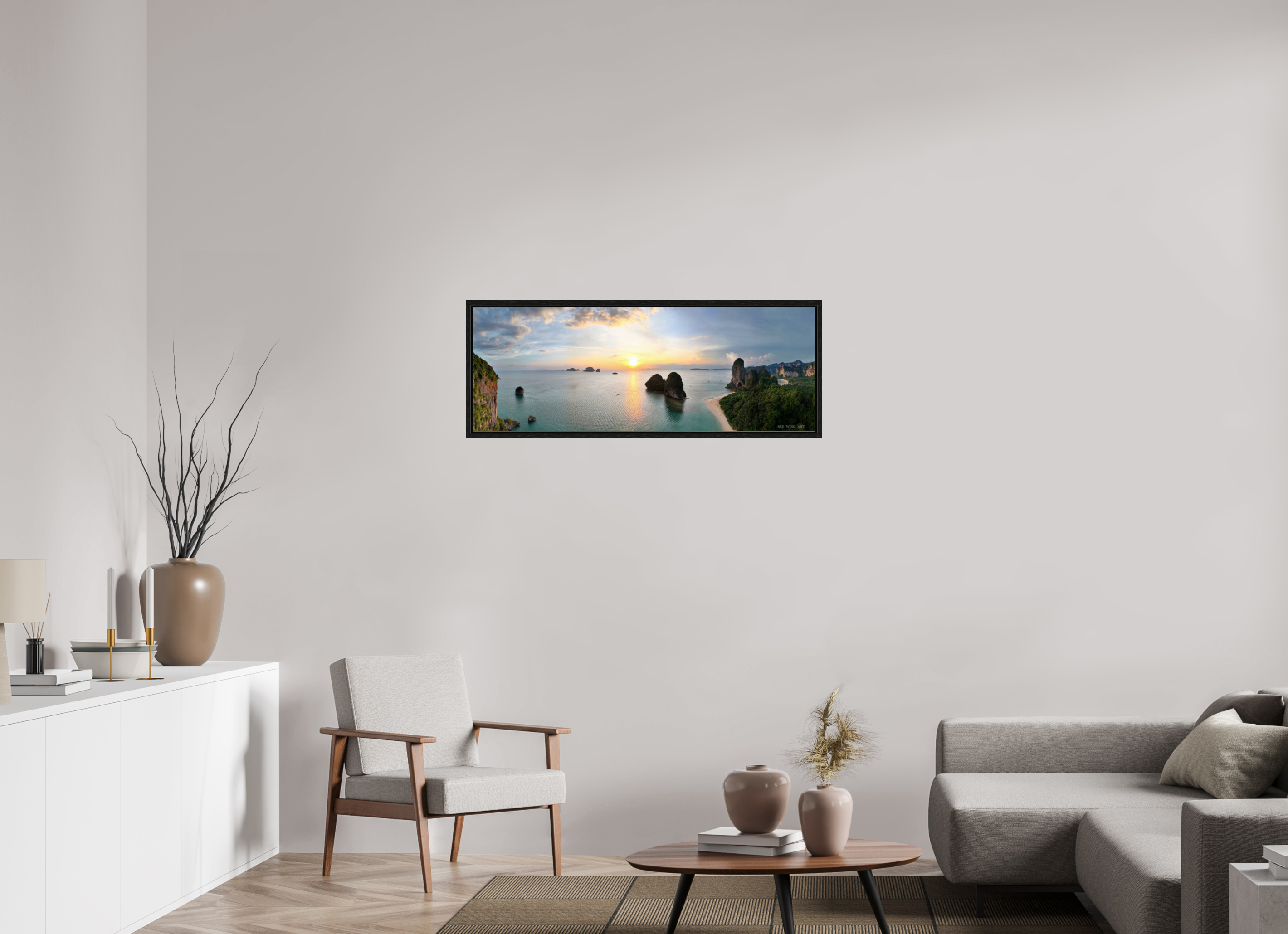 110,3 x 40 cm, Floater Frame Saffron Tide – Phra Nang at Sunset, Krabi