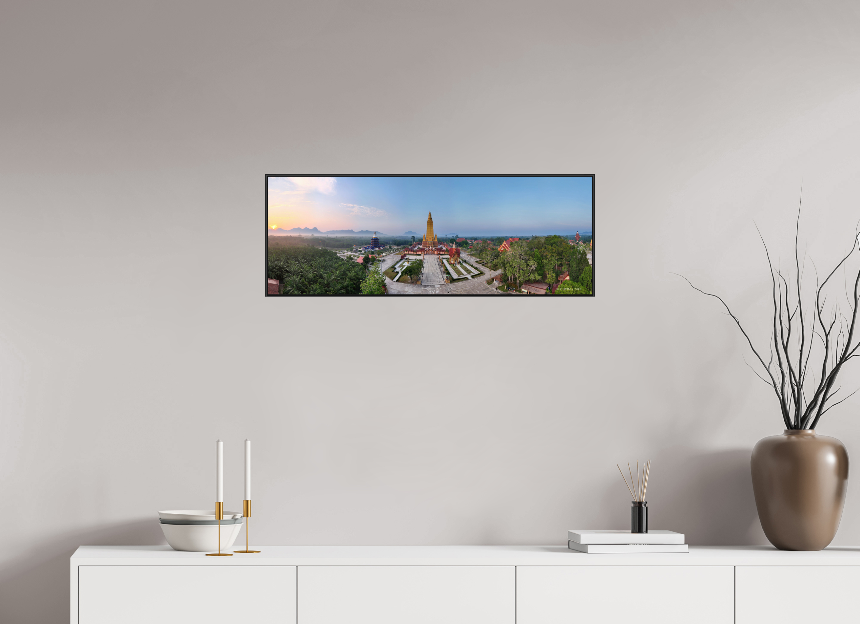 82,7 x 30 cm, canvas First Silence – Wat Maha That at Dawn, Ao Luek