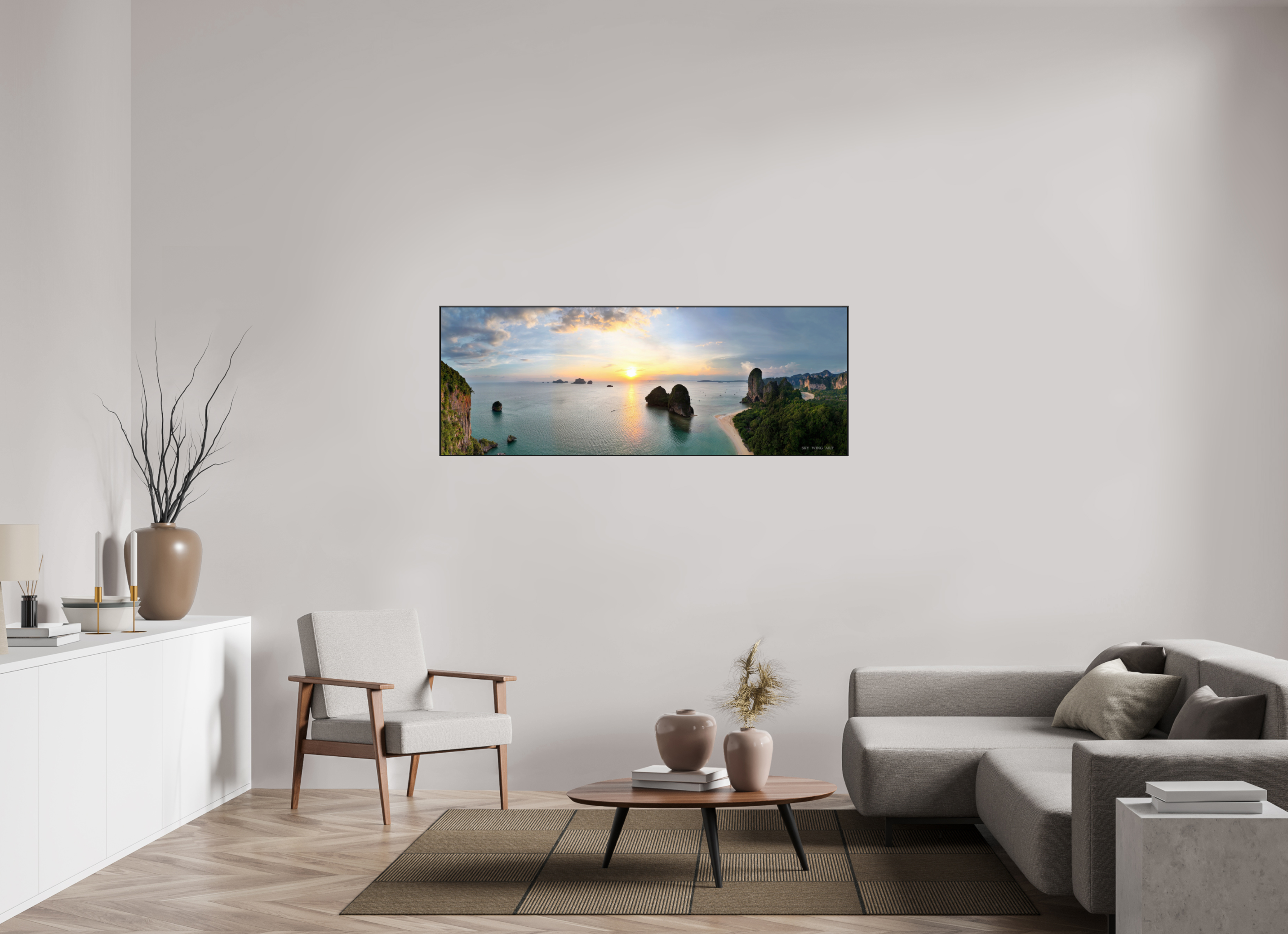 165,4 x 60 cm, canvas Saffron Tide – Phra Nang at Sunset, Krabi