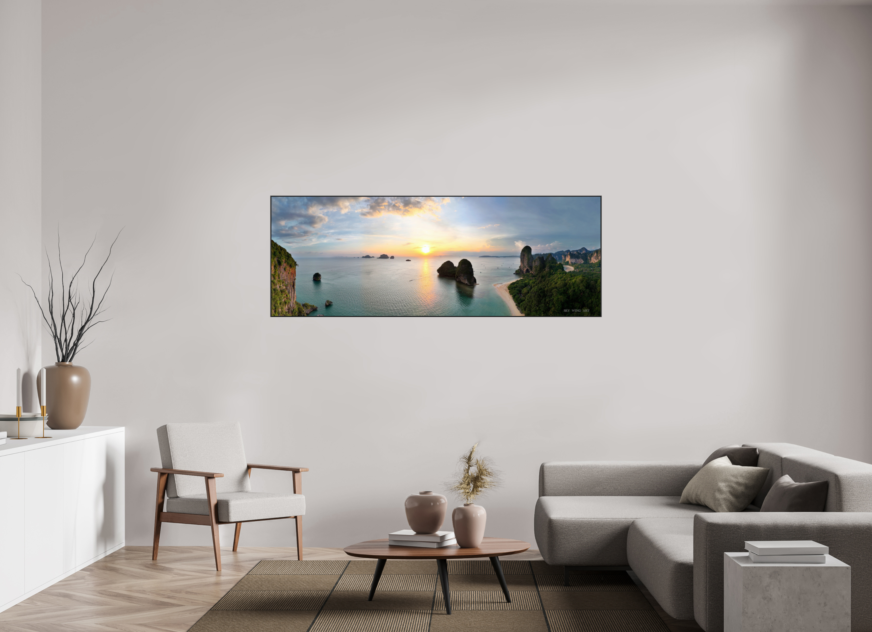 193 x 70 cm, canvas Saffron Tide – Phra Nang at Sunset, Krabi