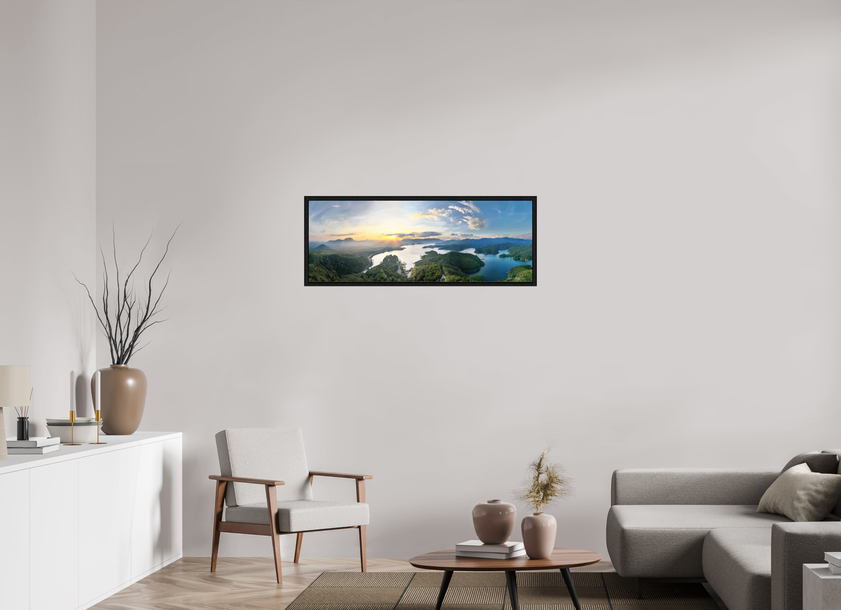 110,3 x 40 cm, Floater Frame Whispering Lagoon – From the Hidden Viewpoint, Khao Sok
