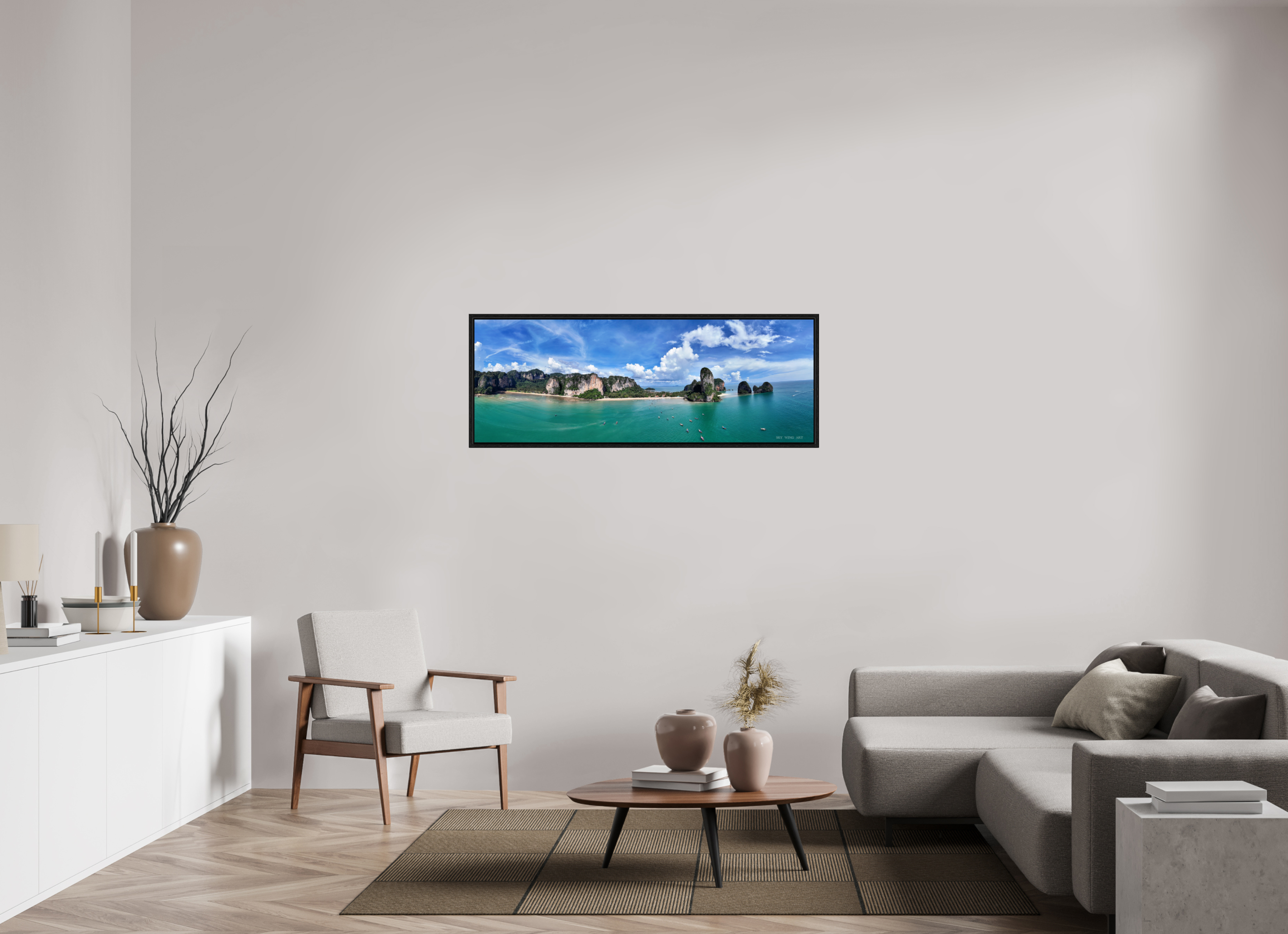 137,9 x 50 cm, Floater Frame Freedom’s Reach – Railay Cliffs at Noon, Krabi