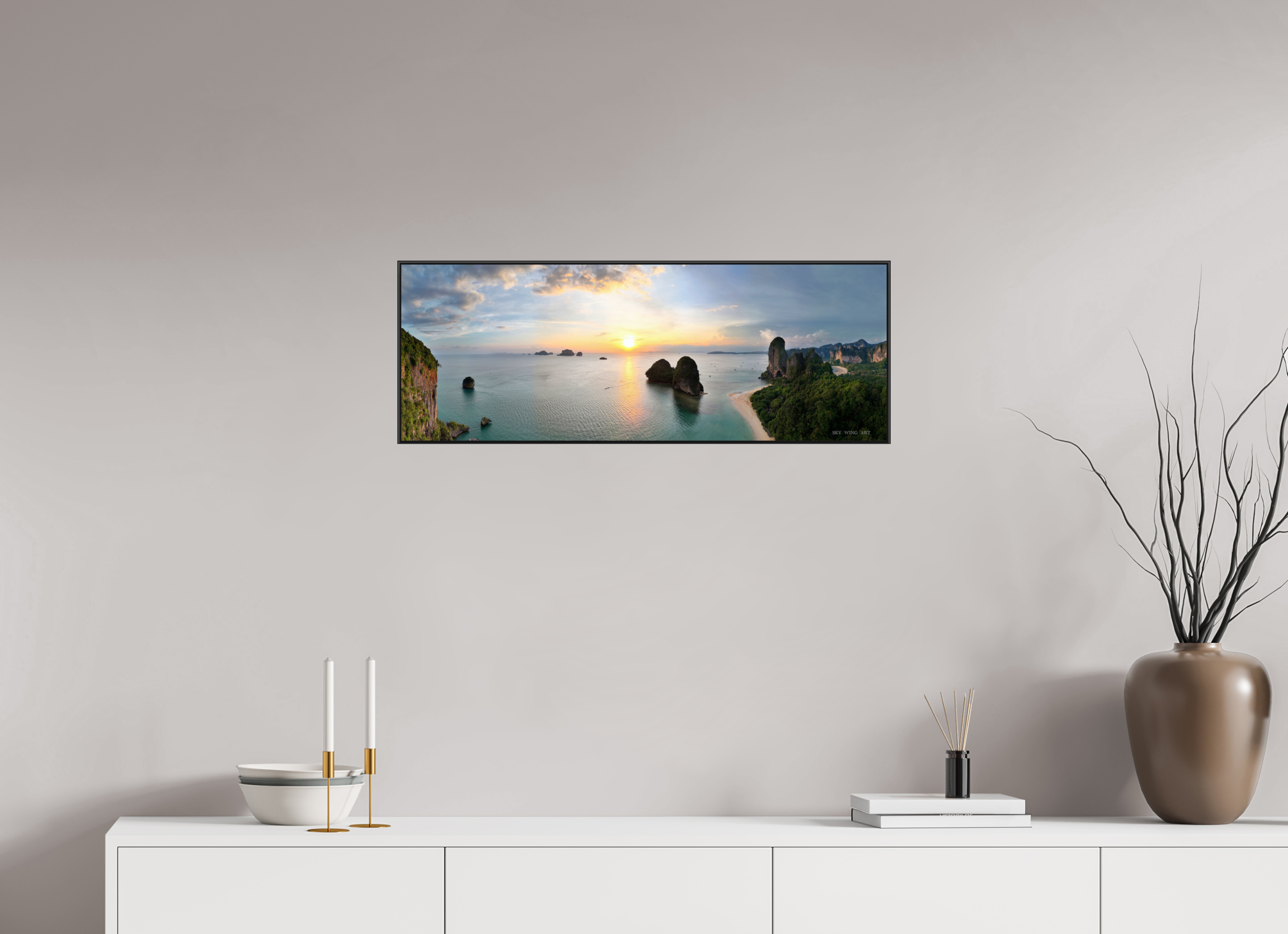 82,7 x 30 cm, canvas Saffron Tide – Phra Nang at Sunset, Krabi