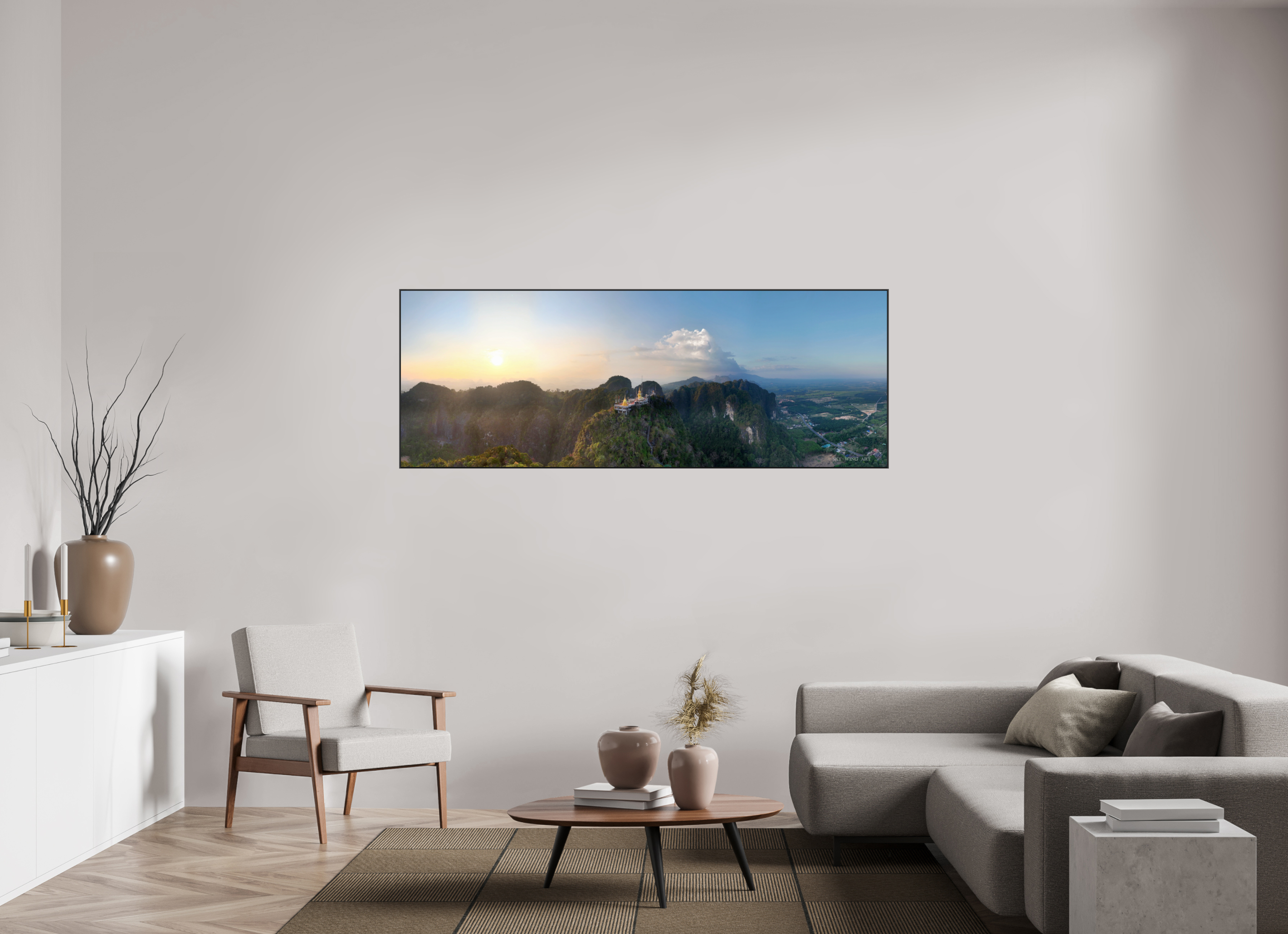 193 x 70 cm, canvas Sacred Summit – Wat Tham Suea in Sunset Glow, Krabi