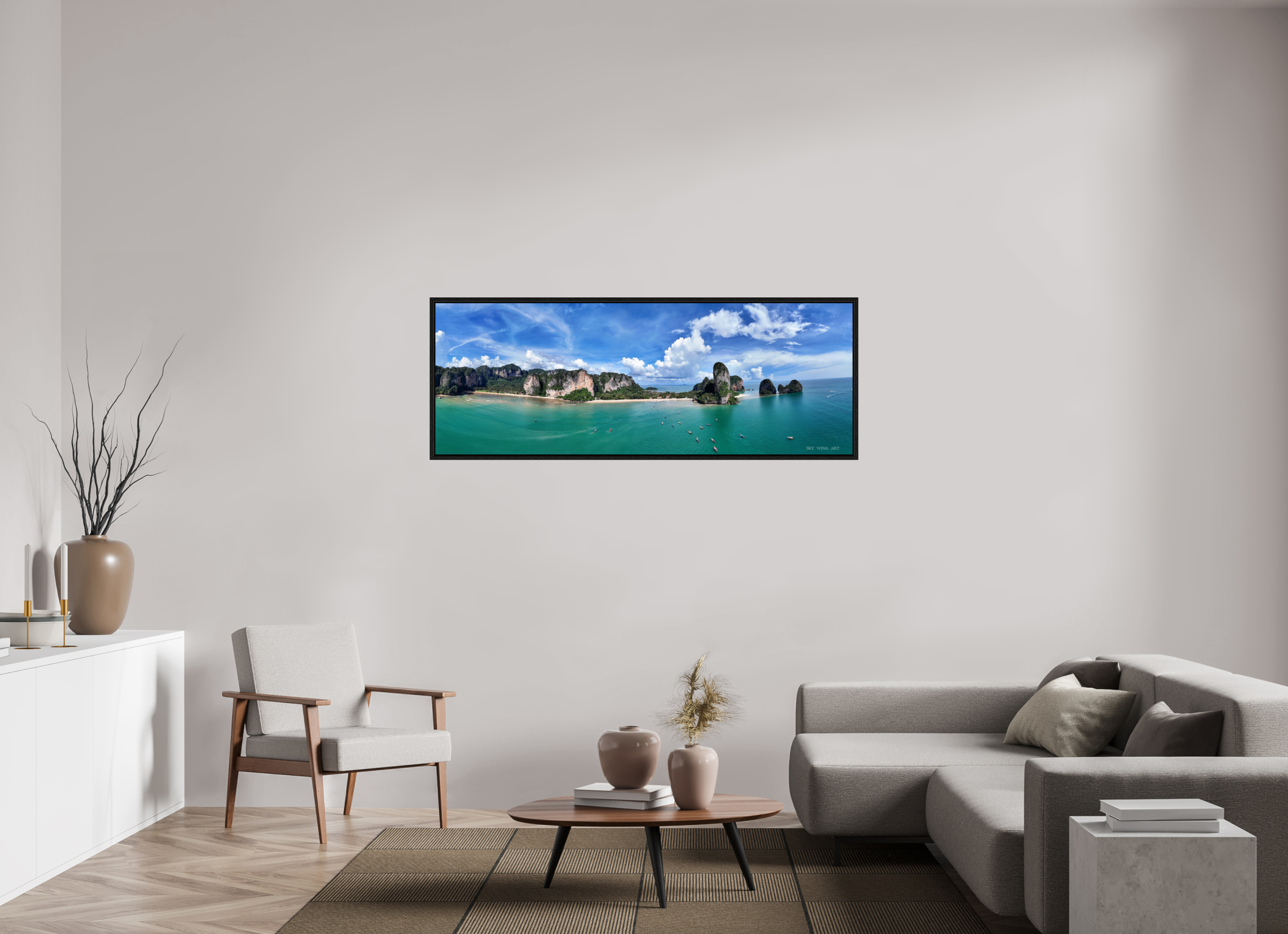 165,4 x 60 cm, Floater Frame Freedom’s Reach – Railay Cliffs at Noon, Krabi