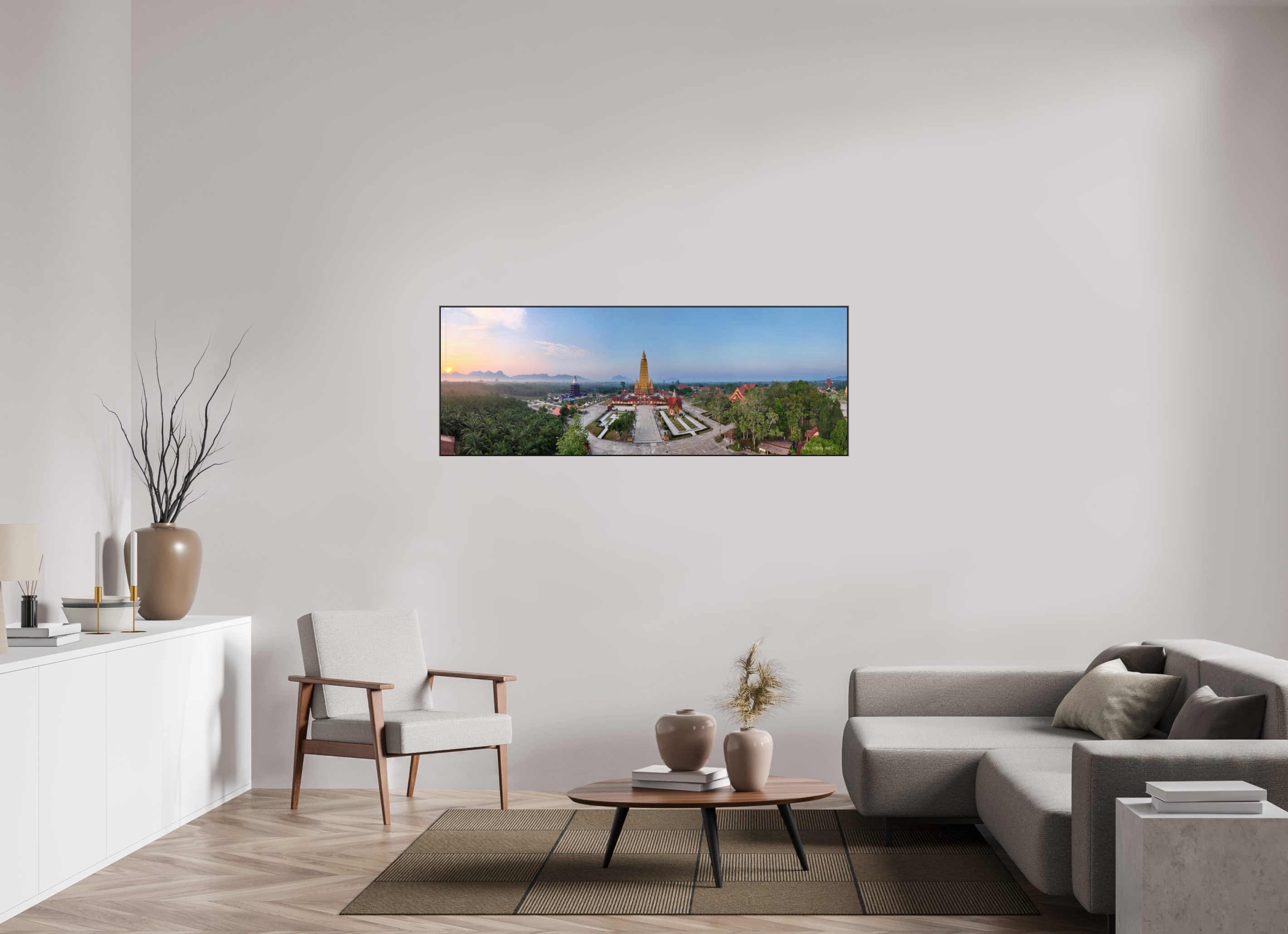 165,4 x 60 cm, canvas First Silence – Wat Maha That at Dawn, Ao Luek