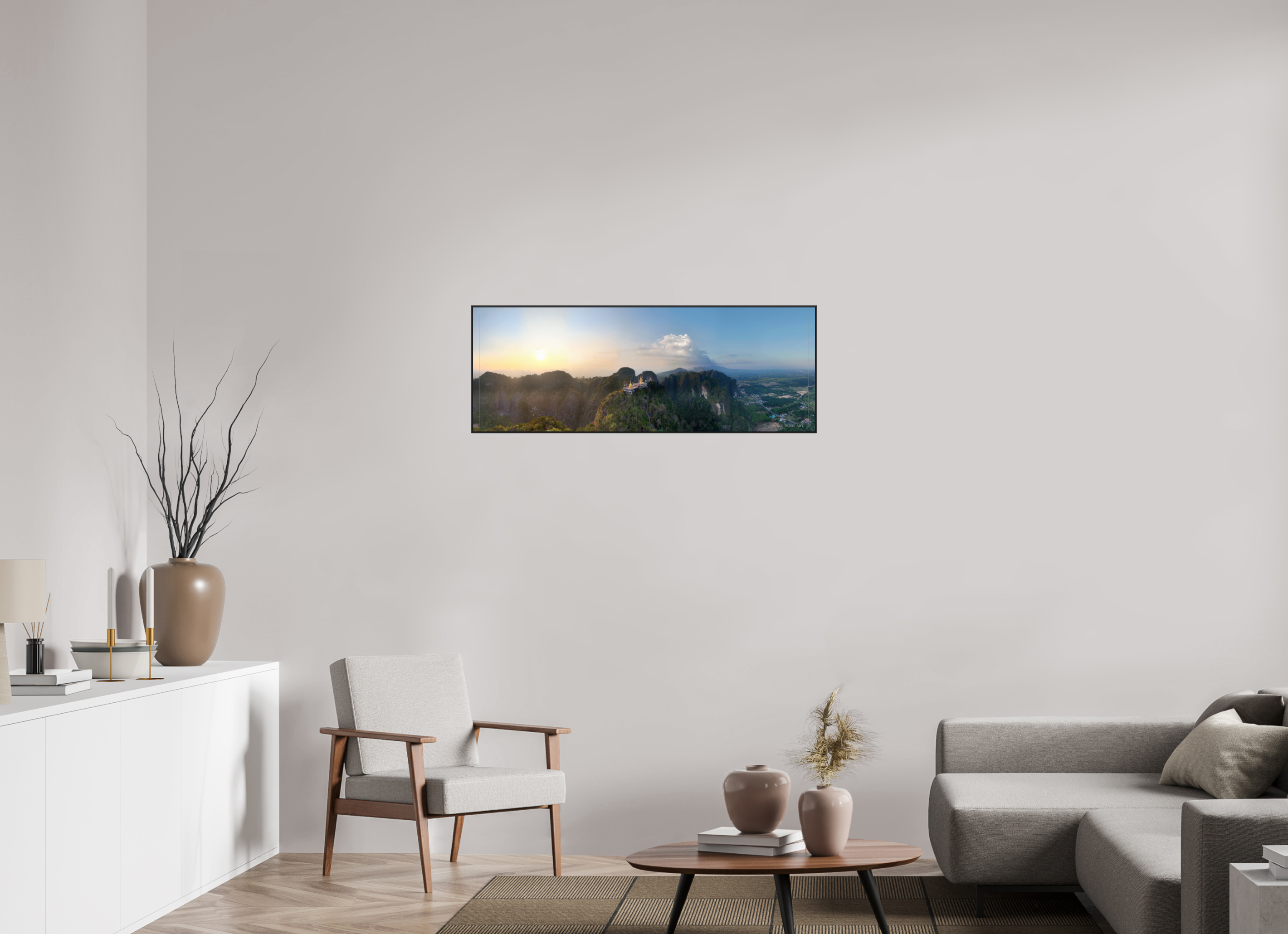 110,3 x 40 cm, canvas Sacred Summit – Wat Tham Suea in Sunset Glow, Krabi