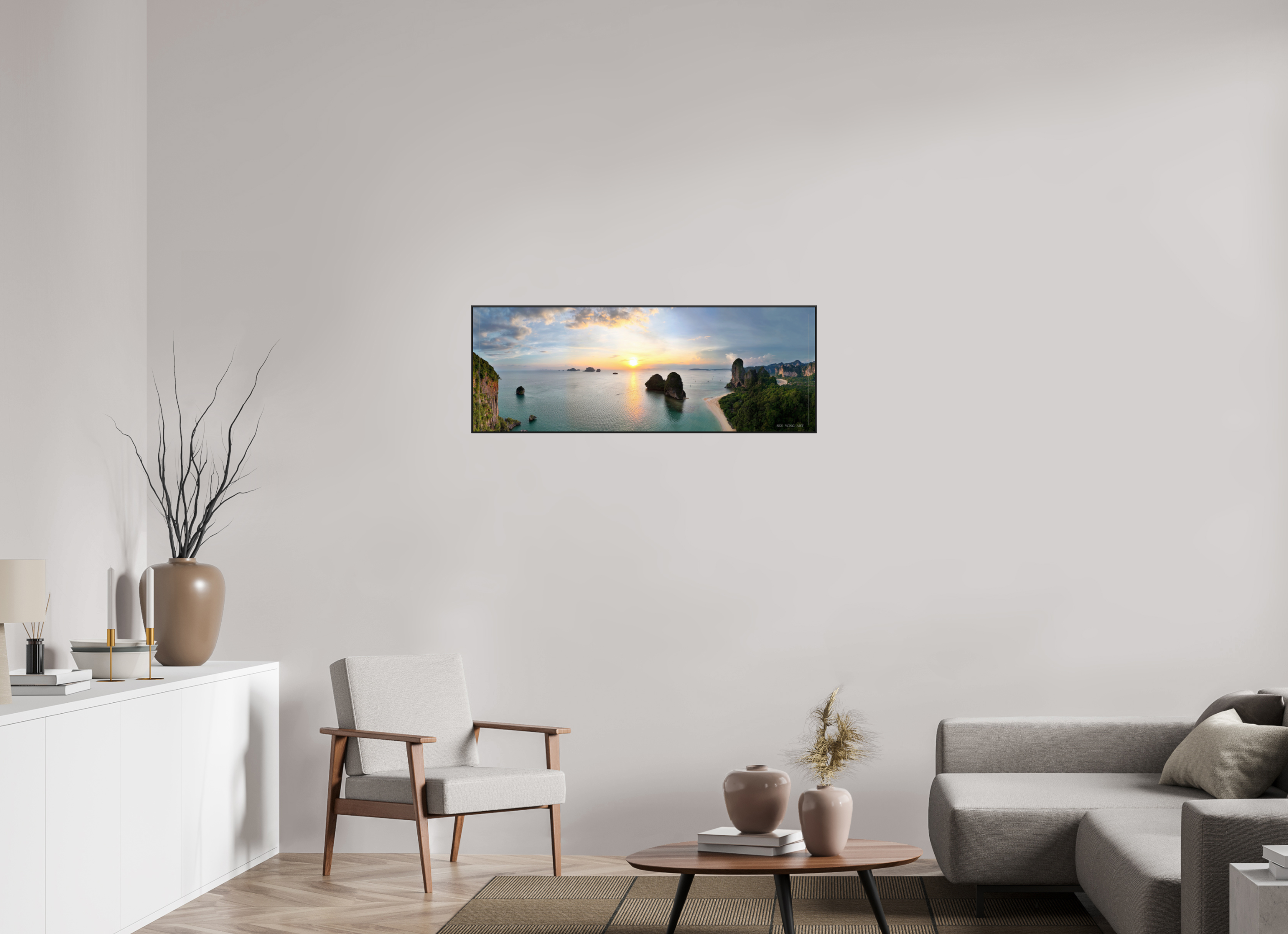 110,3 x 40 cm, canvas Saffron Tide – Phra Nang at Sunset, Krabi