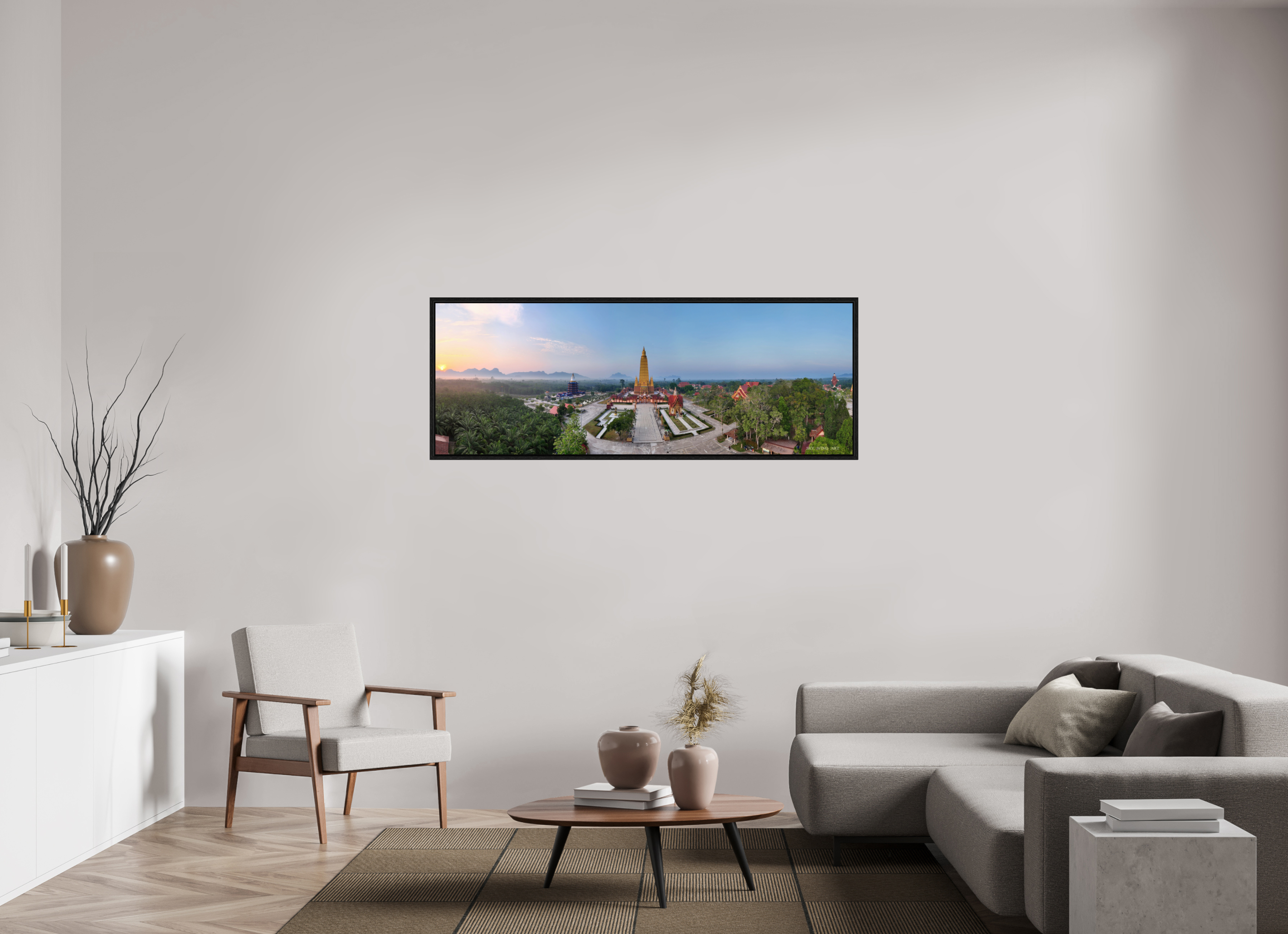 165,4 x 60 cm, Floater Frame First Silence – Wat Maha That at Dawn, Ao Luek