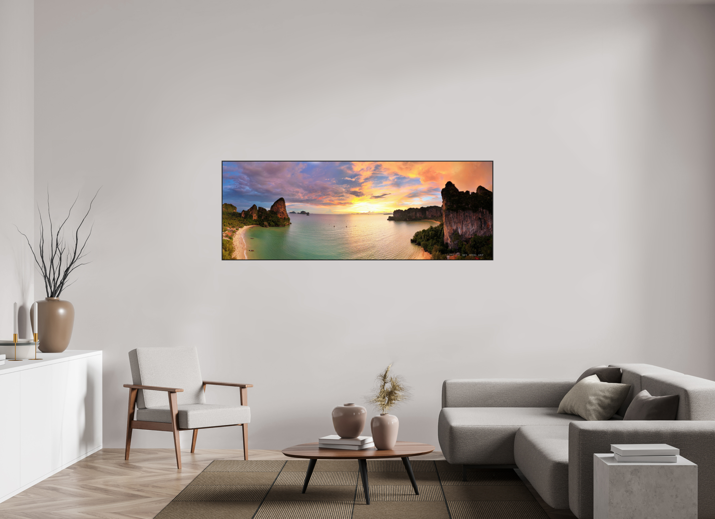 193 x 70 cm, canvas Twilight’s Masterpiece – The Sunset at Railay Beach, Krabi
