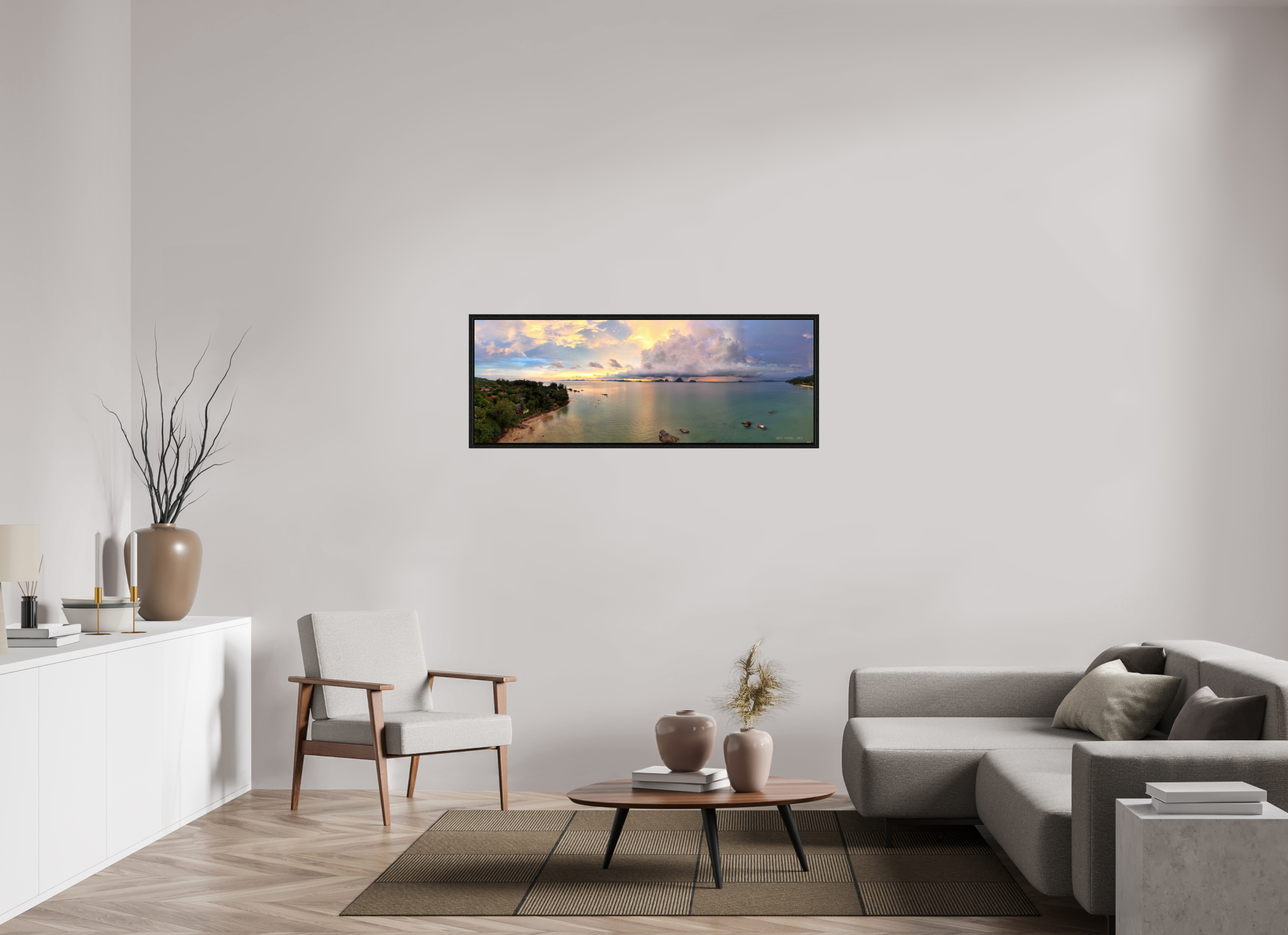 137,9 x 50 cm, Floater Frame Stormlit Horizon – Tubkaek Beach, Krabi