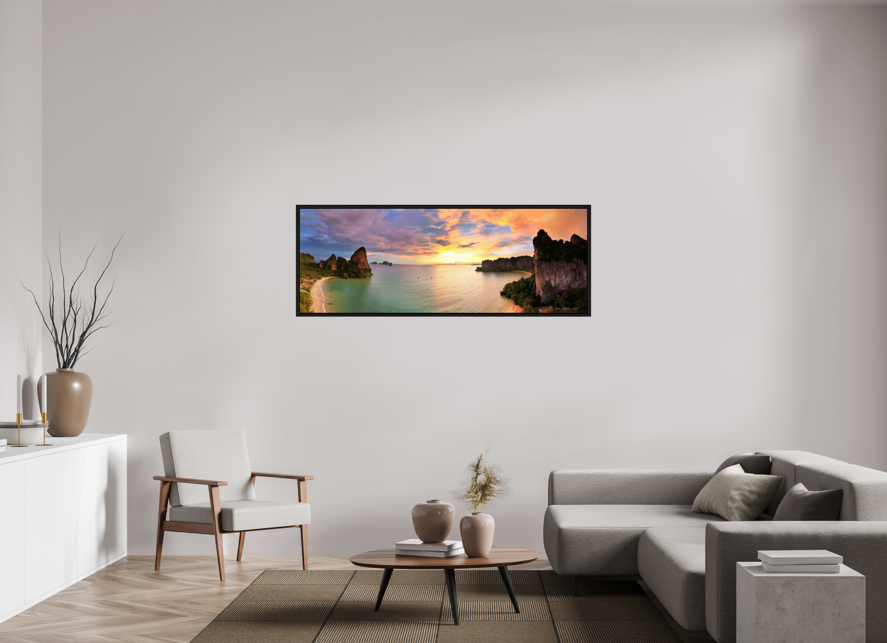 165,4 x 60 cm, Floater Frame Twilight’s Masterpiece – The Sunset at Railay Beach, Krabi